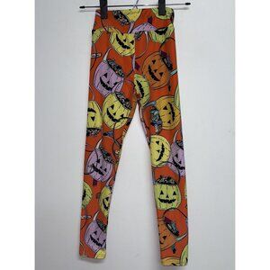 Lularoe Leggings Halloween Girls Tween Size Orange Jack O'lanterns Candy Buckets